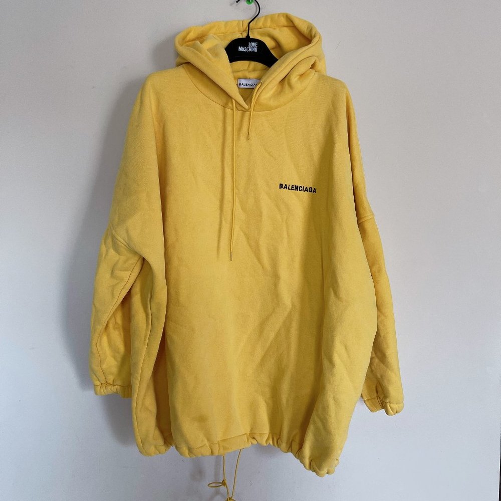 Oversized Yellow Hooded Sweatshirt Sz S